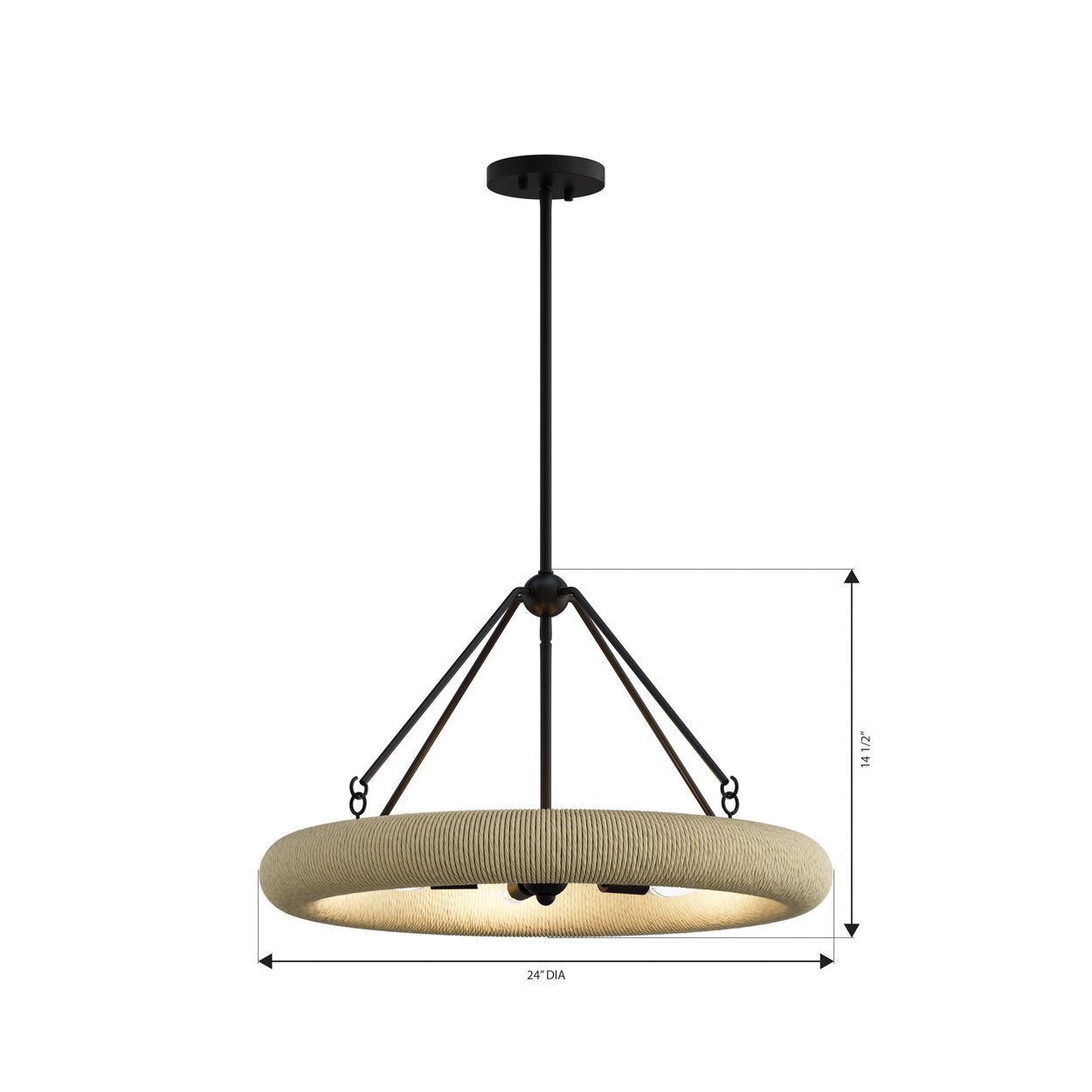 Minka Lavery Aeris 5-Light 24-in Dark Bronze and Natural Rope Pendant