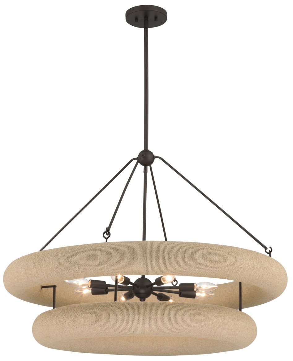 Thumbnail2 of Minka Lavery Aeris 8-Light 36-in Dark Bronze and Natural Rope Pendant