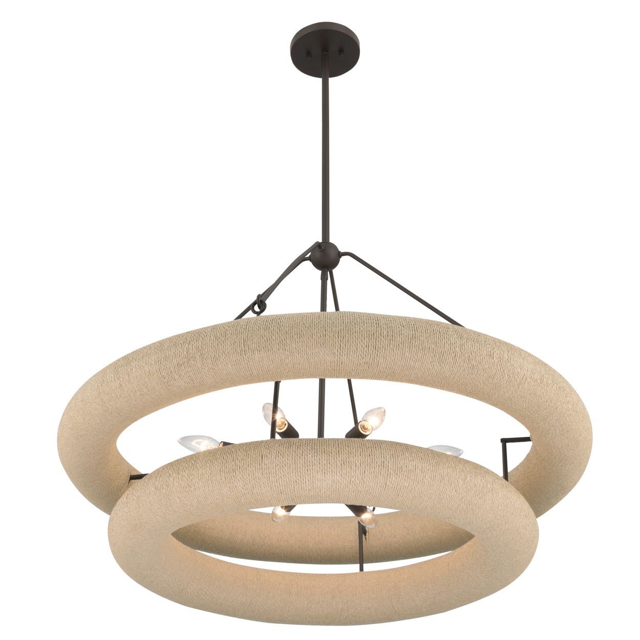 Thumbnail3 of Minka Lavery Aeris 8-Light 36-in Dark Bronze and Natural Rope Pendant more views