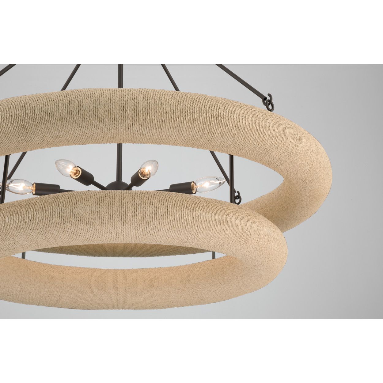Minka Lavery Aeris 8-Light 36-in Dark Bronze and Natural Rope Pendant
