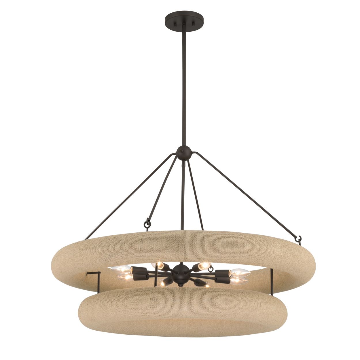 Minka Lavery Aeris 8-Light 36-in Dark Bronze and Natural Rope Pendant