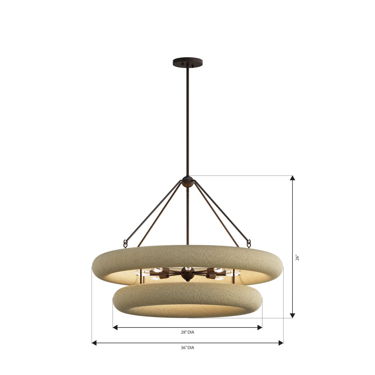 Minka Lavery Aeris 8-Light 36-in Dark Bronze and Natural Rope Pendant