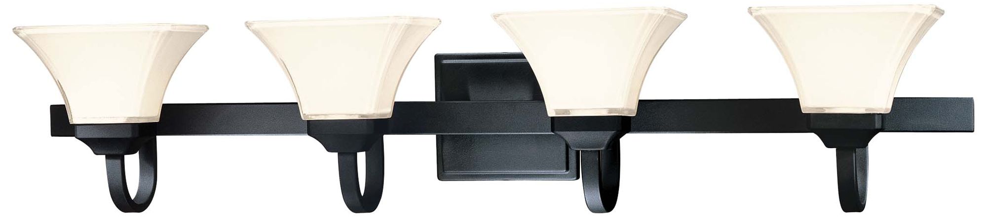 Minka-Lavery Agilis 4-Light Black Vanity Light with White Glass Shades