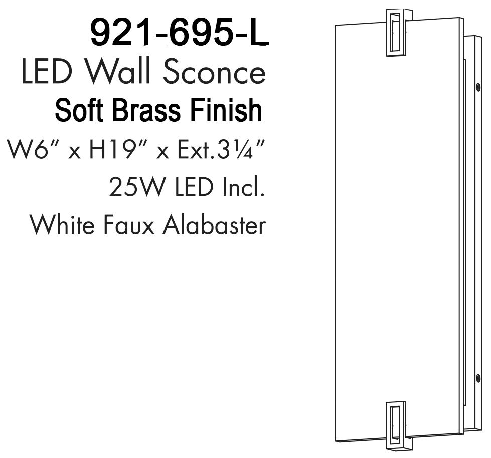 Minka-Lavery Aizen LED 19-inch Soft Brass Wall Sconce with White Diffuser