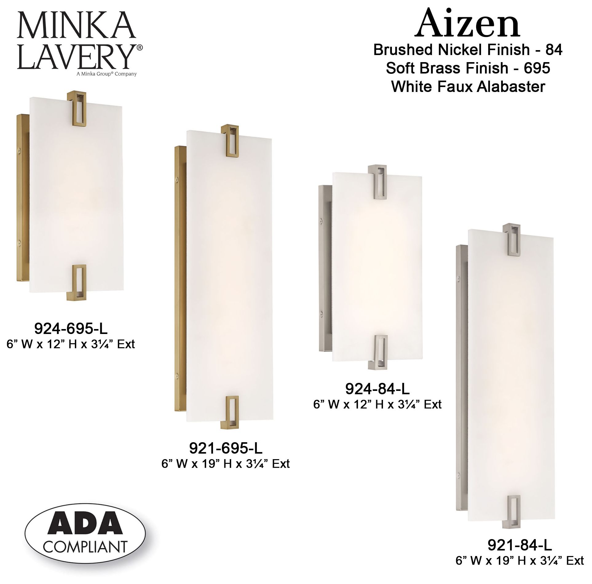 Minka-Lavery Aizen LED 19-inch Soft Brass Wall Sconce with White Diffuser