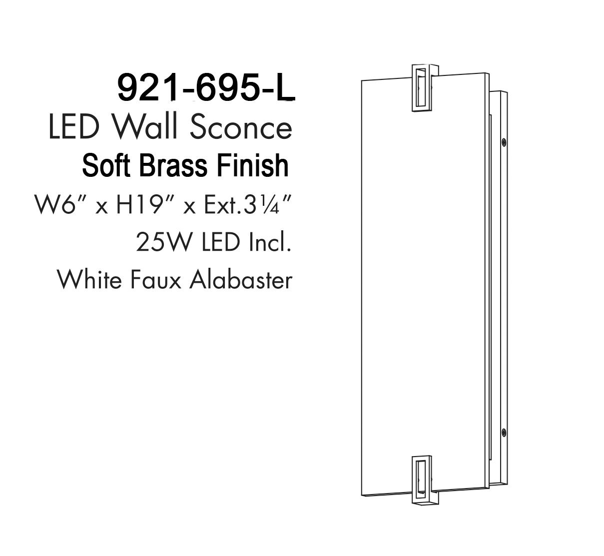 Minka-Lavery Aizen LED Soft Brass 19-inch Wall Sconce with White Diffuser