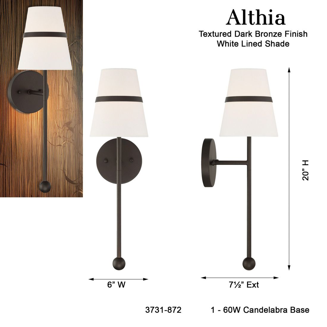 Minka-Lavery Althia 1-Light 6-in Textured Dark Bronze Indoor Wall Sconce