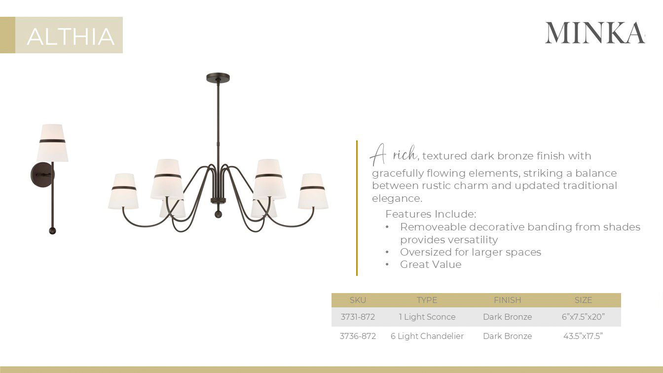 Minka-Lavery Althia 6-Light 43.75-in Dark Bronze Chandelier with Shades