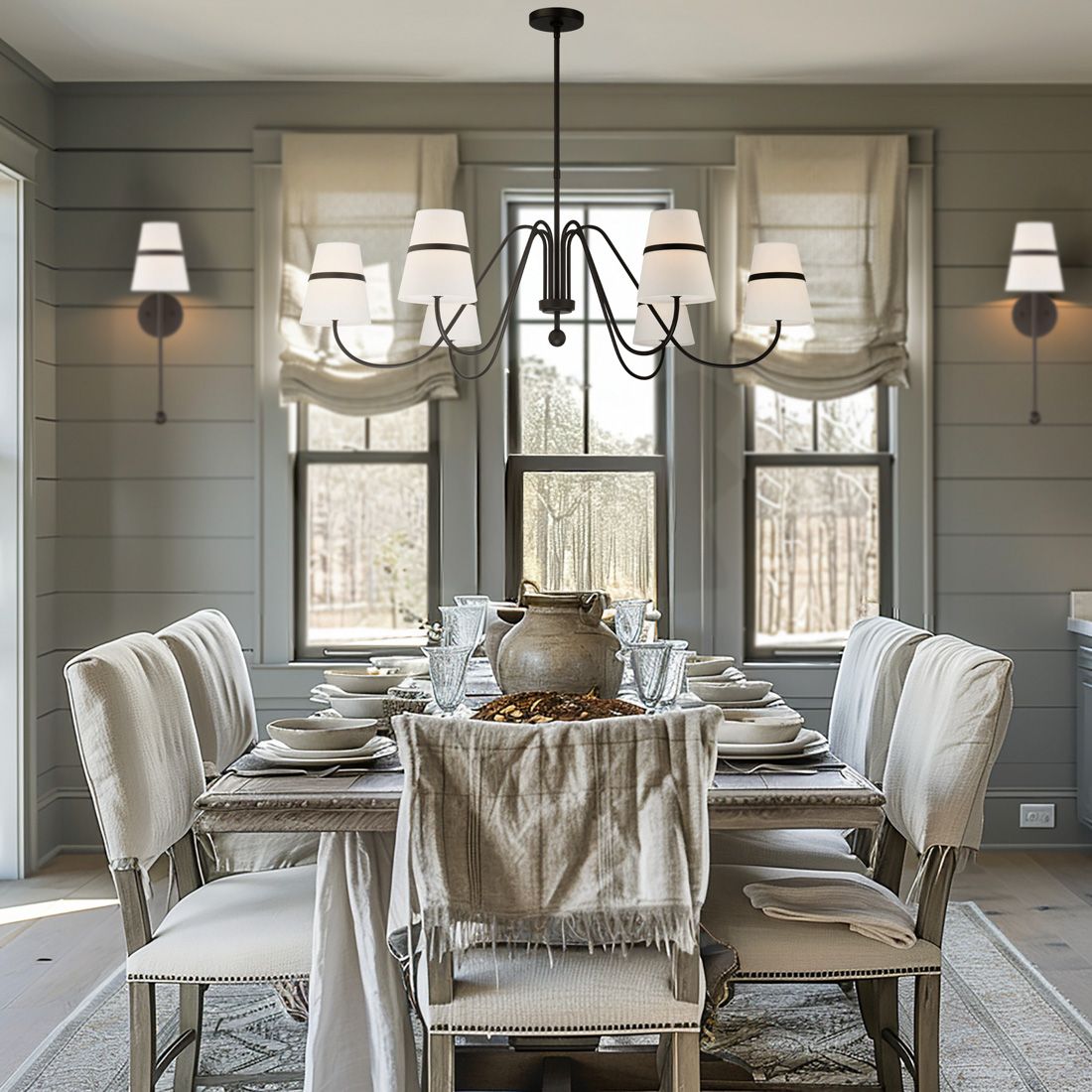 Image 4 Minka-Lavery Althia 6-Light 43.75-in Dark Bronze Chandelier with Shades more views