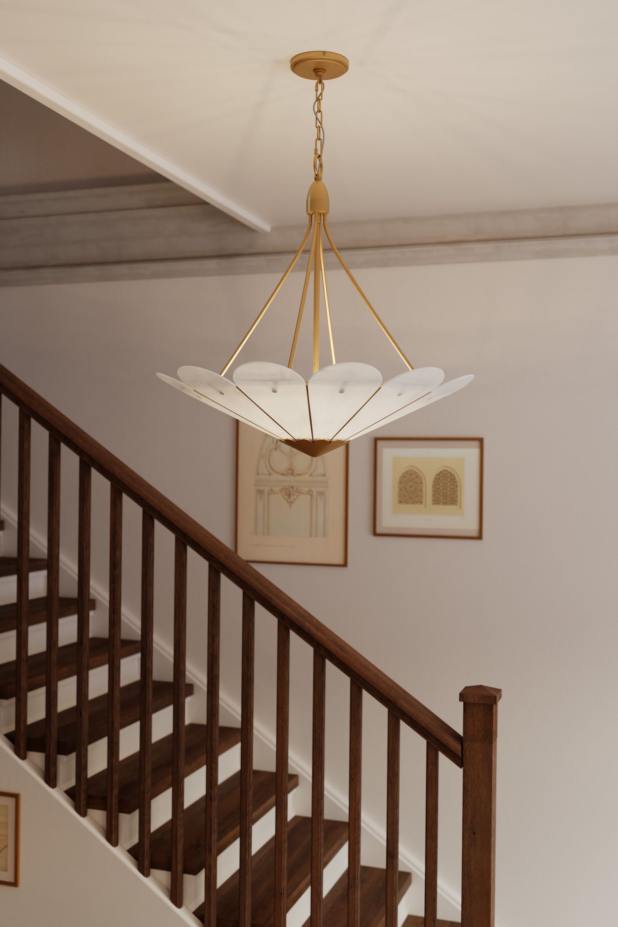 Thumbnail2 of Minka Lavery Althira 6-Light 32.25-in Legacy Brass Pendant with White Shade more views