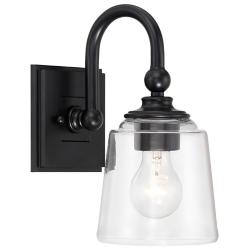 Minka Lavery Antonia 1-Light 5.5-in Black Wall Sconce with Glass Shade