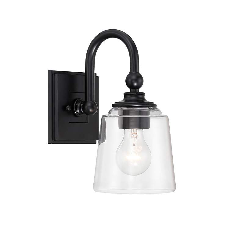 Image 2 Minka Lavery Antonia 1-Light 5.5-in Black Wall Sconce with Glass Shade more views