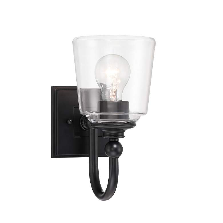 Image 3 Minka Lavery Antonia 1-Light 5.5-in Black Wall Sconce with Glass Shade more views