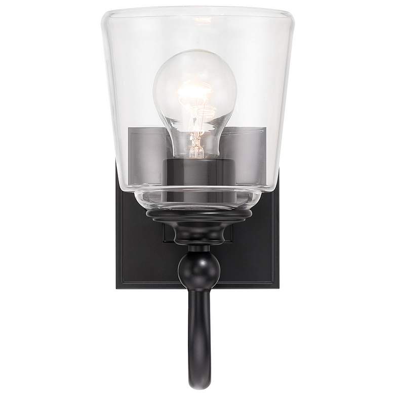 Image 5 Minka Lavery Antonia 1-Light 5.5-in Black Wall Sconce with Glass Shade more views