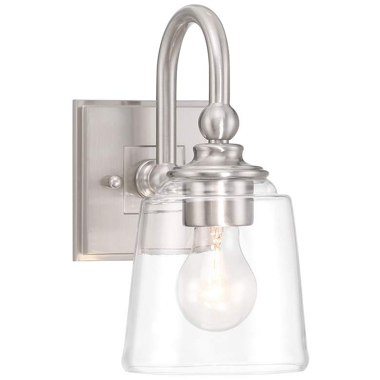 Image 2 Minka Lavery Antonia 1-Light 5.5-in Brushed Nickel Wall Sconce with Shade more views