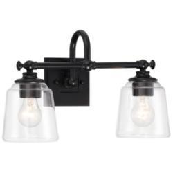 Minka Lavery Antonia 2-Light 17.38-in Black Vanity Light with Glass Shades