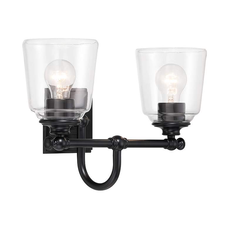 Image 3 Minka Lavery Antonia 2-Light 17.38-in Black Vanity Light with Glass Shades more views