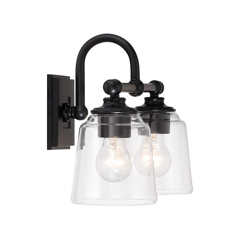 Image 5 Minka Lavery Antonia 2-Light 17.38-in Black Vanity Light with Glass Shades more views