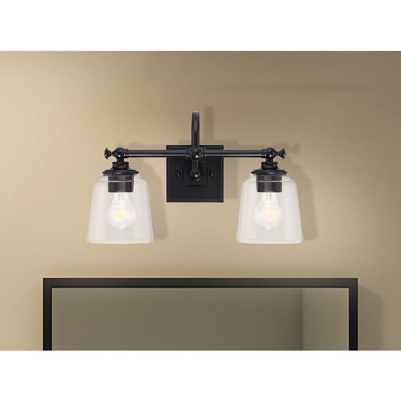 Image 6 Minka Lavery Antonia 2-Light 17.38-in Black Vanity Light with Glass Shades more views