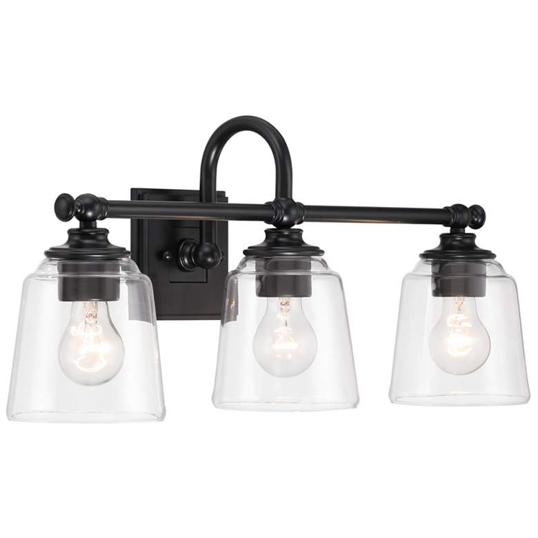 Image 1 Minka Lavery Antonia 3-Light 25.25-in Black Vanity Light with Glass Shades