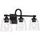 Minka Lavery Antonia 3-Light 25.25-in Black Vanity Light with Glass Shades