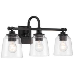Minka Lavery Antonia 3-Light 25.25-in Black Vanity Light with Glass Shades