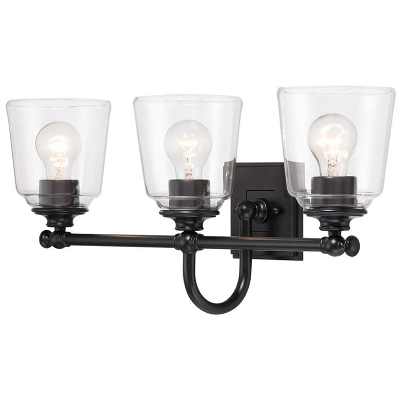 Image 2 Minka Lavery Antonia 3-Light 25.25-in Black Vanity Light with Glass Shades more views