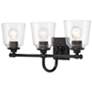 2_Minka Lavery Antonia 3-Light 25.25-in Black Vanity Light with Glass Shades more views