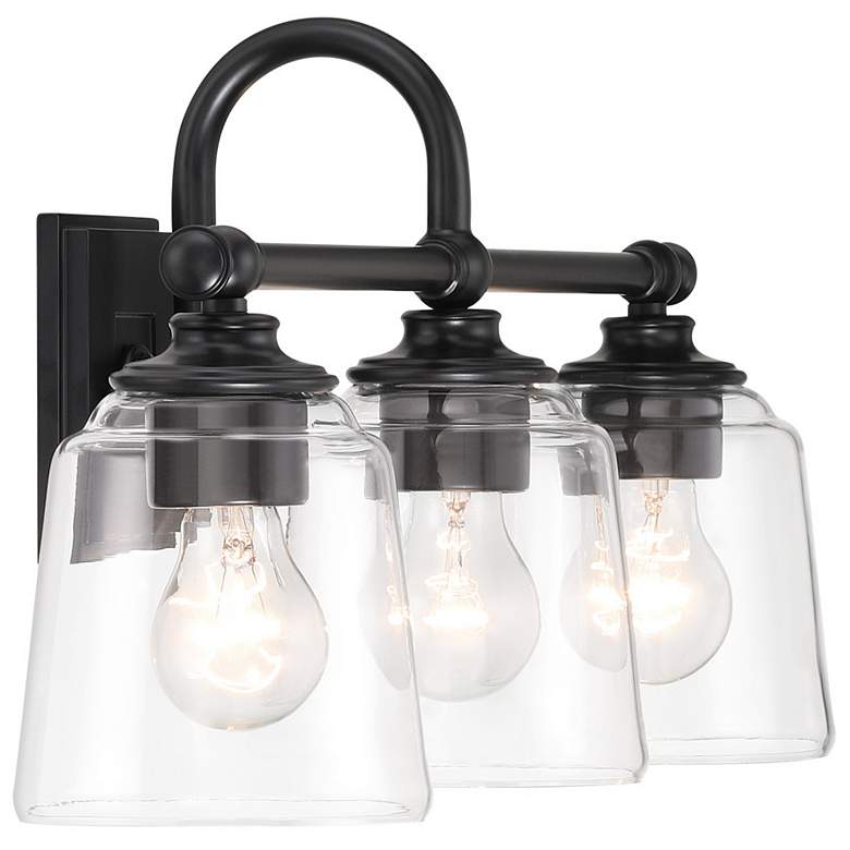 Image 4 Minka Lavery Antonia 3-Light 25.25-in Black Vanity Light with Glass Shades more views