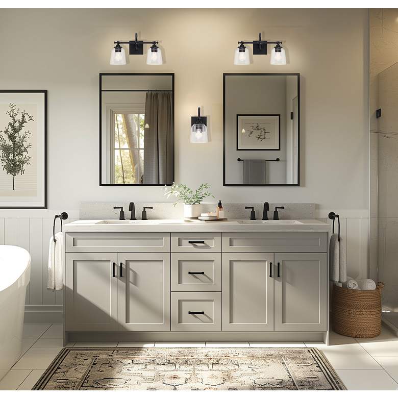 Image 6 Minka Lavery Antonia 3-Light 25.25-in Black Vanity Light with Glass Shades more views