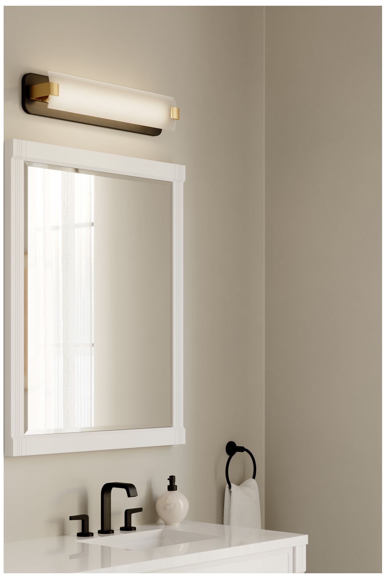 Image 2 Minka Lavery Arclume LED 24-in Black and Brass Vanity Light Bar with Shade more views
