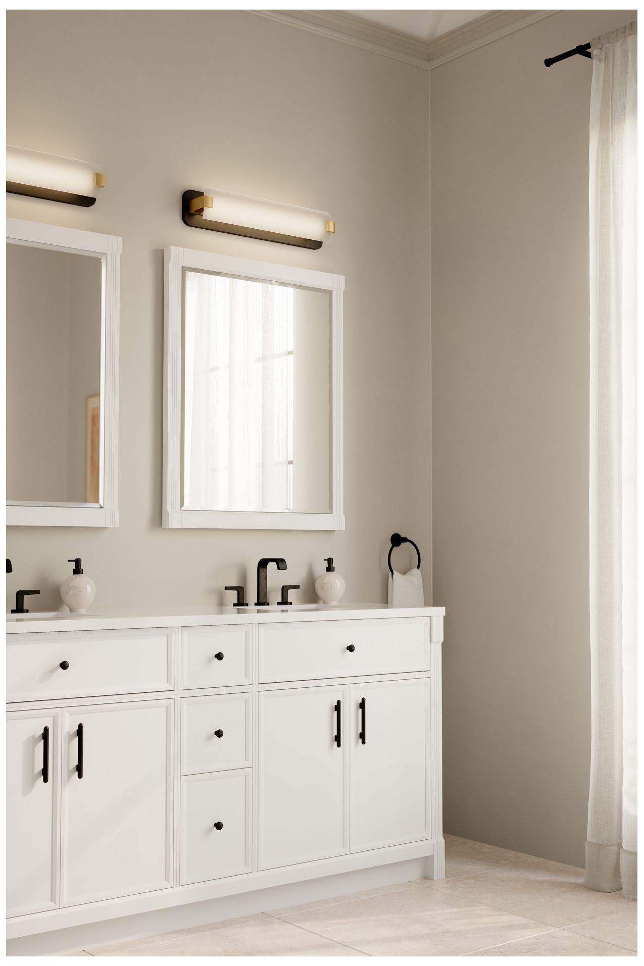 Image 4 Minka Lavery Arclume LED 24-in Black and Brass Vanity Light Bar with Shade more views