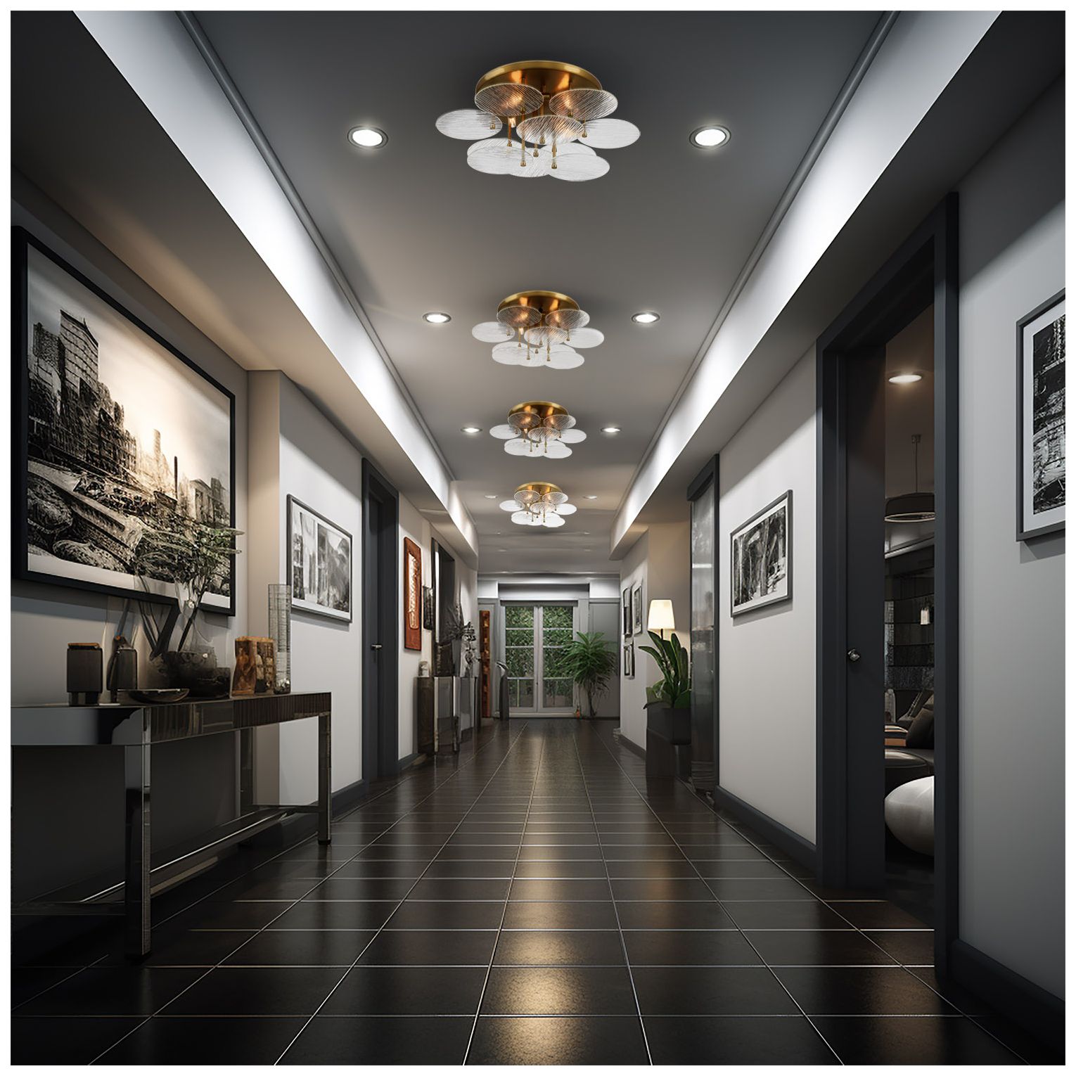 Image 2 Minka-Lavery Artze 25" 4-Light Soft Brass Flush Mount Ceiling Light more views