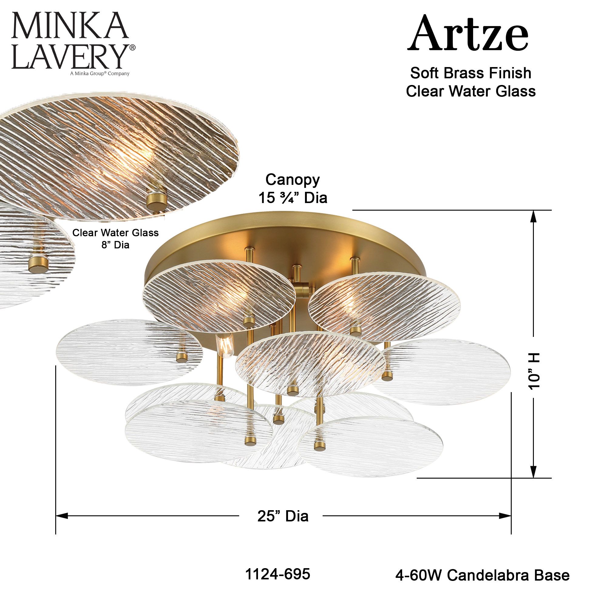 Image 6 Minka-Lavery Artze 4-Light Soft Brass Flush Mount more views