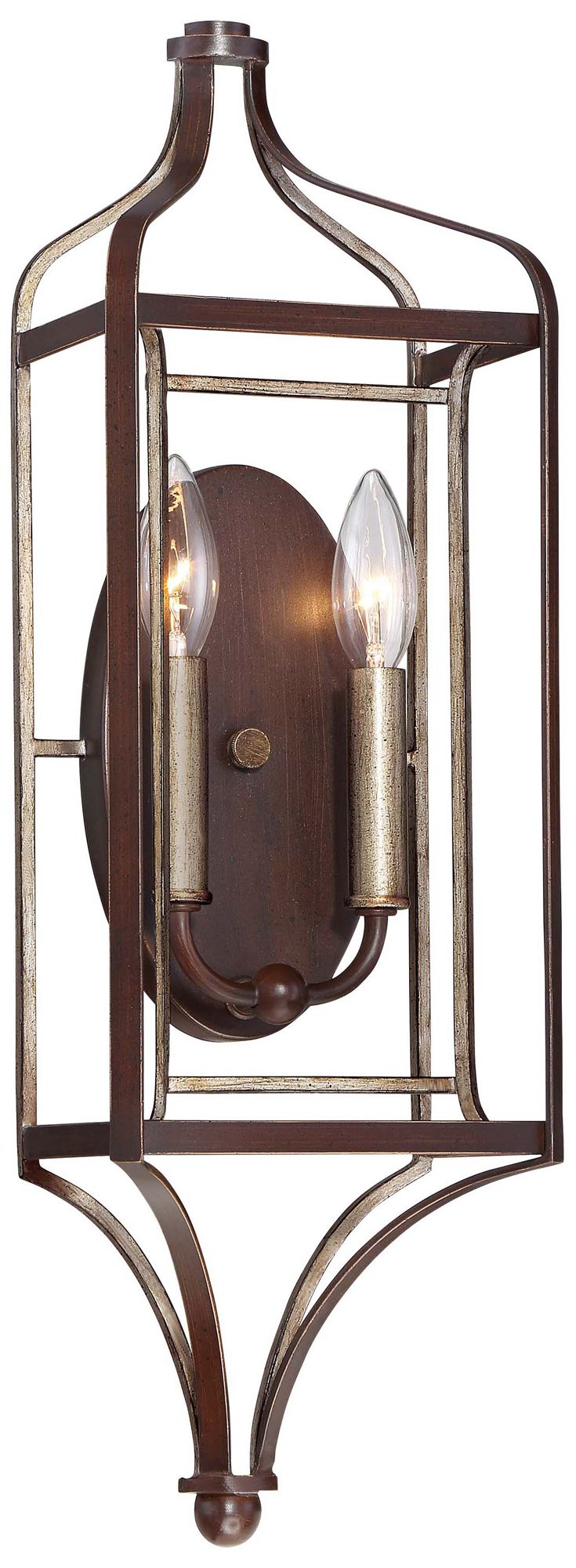 Minka Lavery Astrapia 2-Light Dark Rub Sienna With Aged Silver Wall Sconce
