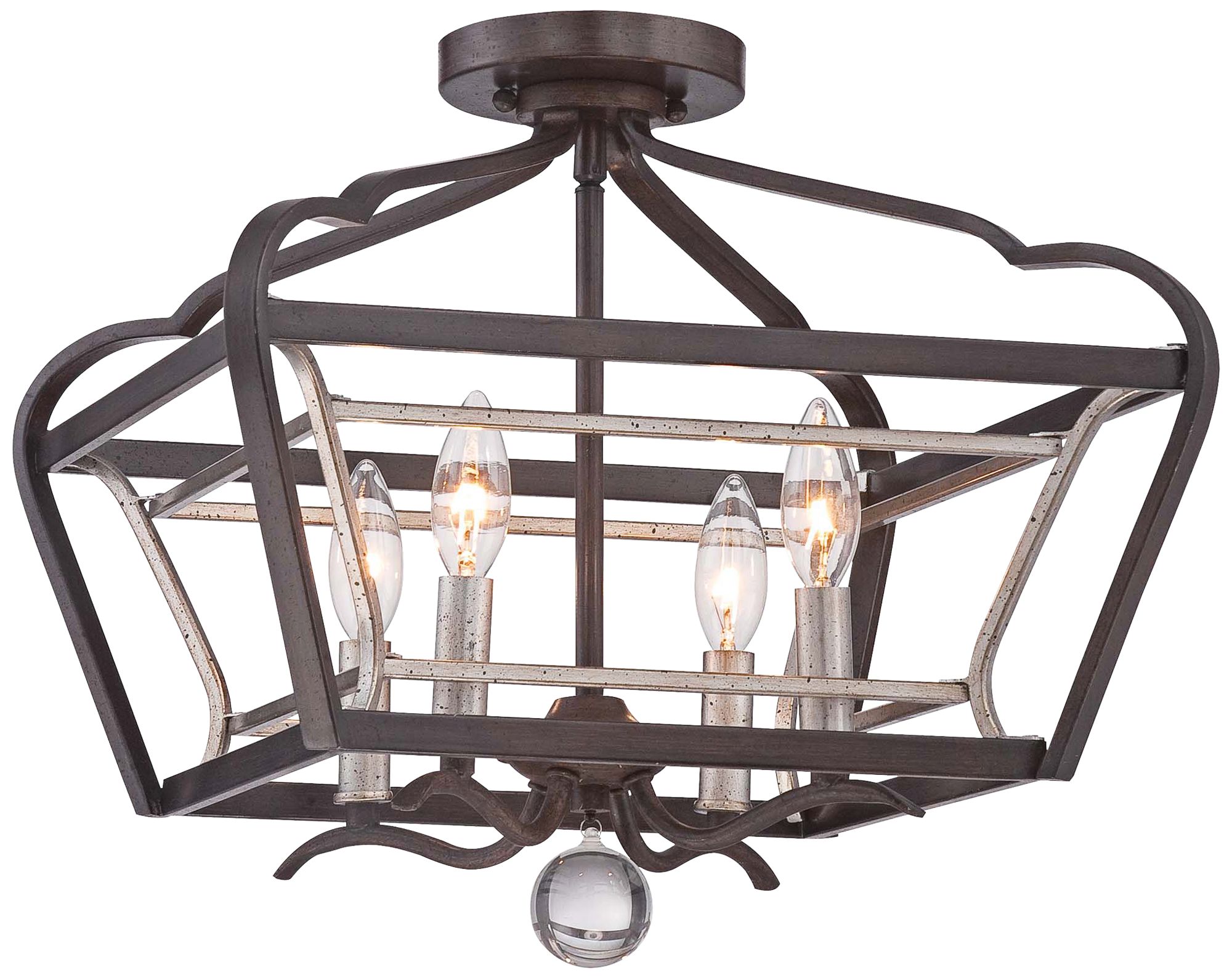 Minka-Lavery Astrapia 4-Light Dark Rub Sienna with Aged Silver Semi Flush