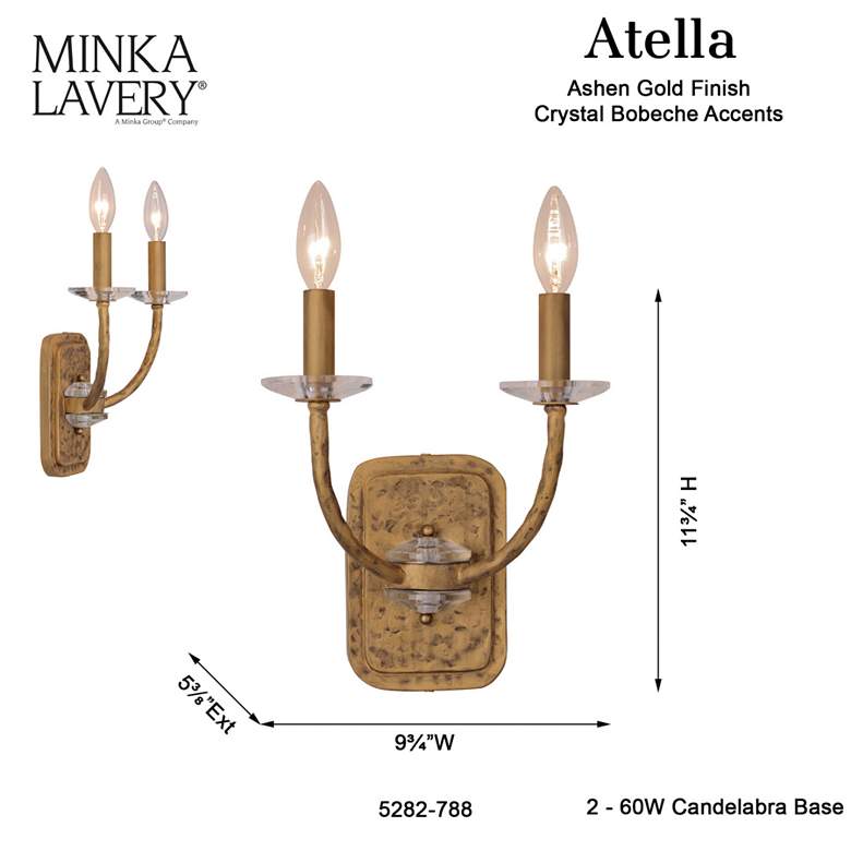 Image 7 Minka-Lavery Atella 2-Light Ashen Gold Wall Sconce more views
