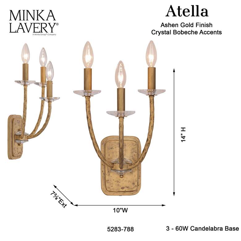 Image 6 Minka-Lavery Atella 3-Light Ashen Gold Wall Sconce more views