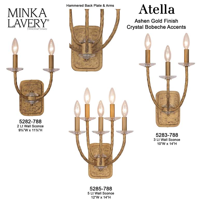 Image 7 Minka-Lavery Atella 3-Light Ashen Gold Wall Sconce more views