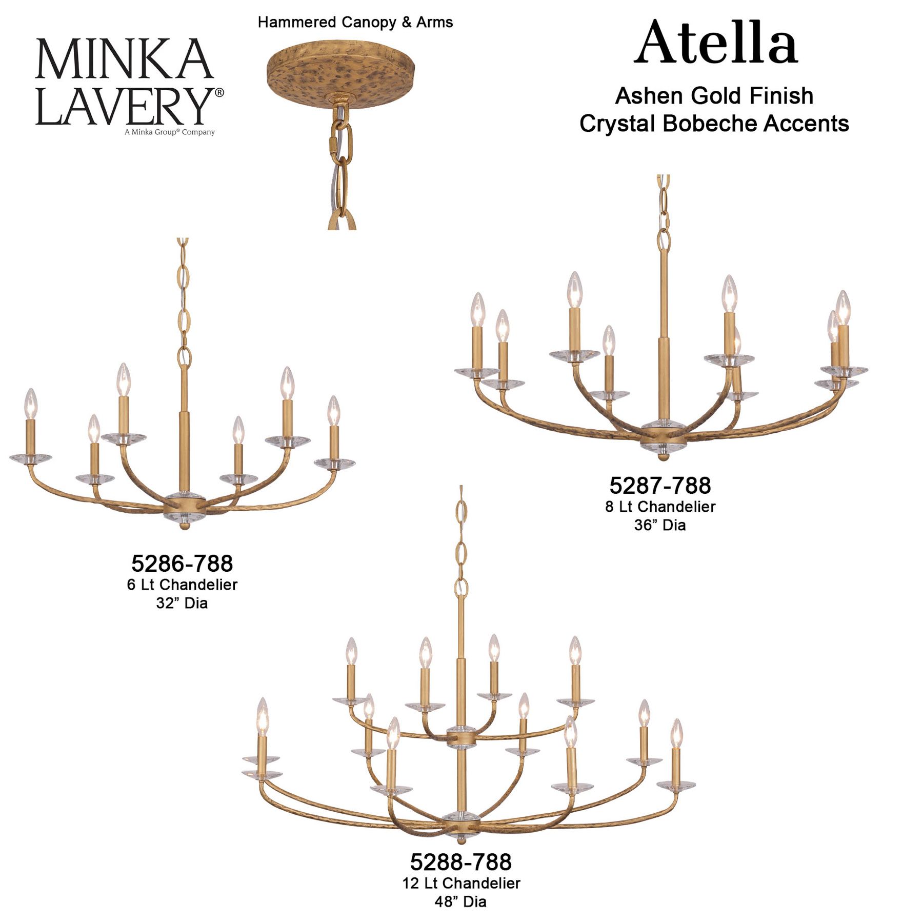 Minka-Lavery Atella 48" Traditional 12-Light Ashen Gold Chandelier