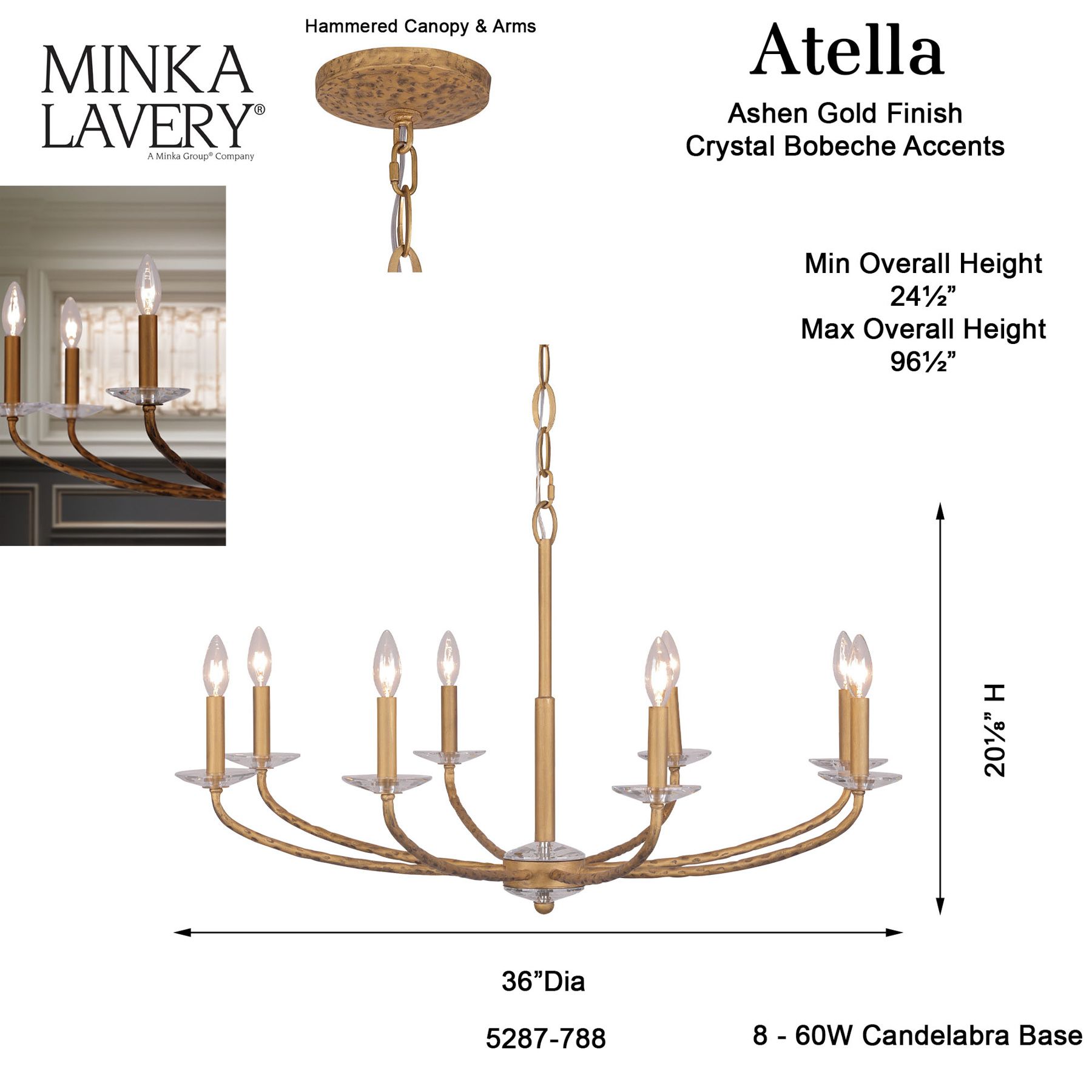Minka-Lavery Atella 8-Light Ashen Gold Chandelier