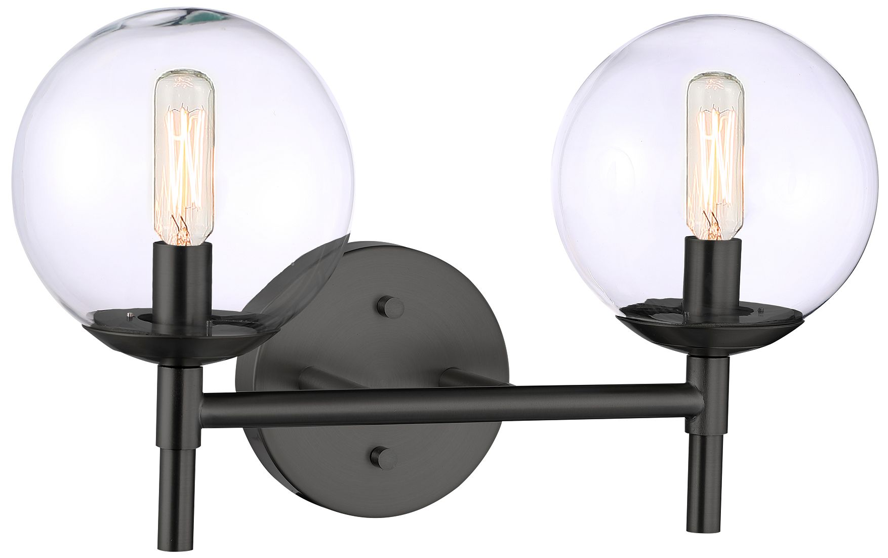 Minka Lavery Auresa 2-Light Coal Globe Vanity Light with Clear Glass Shade