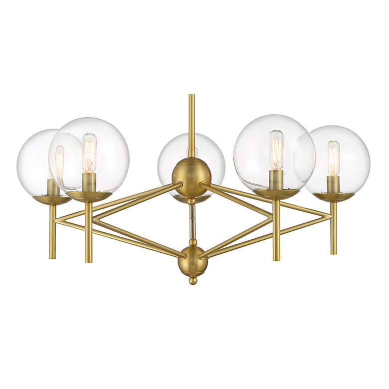 Image 2 Minka Lavery Auresa 29" 5-Light Soft Brass Clear Globe Modern Pendant more views
