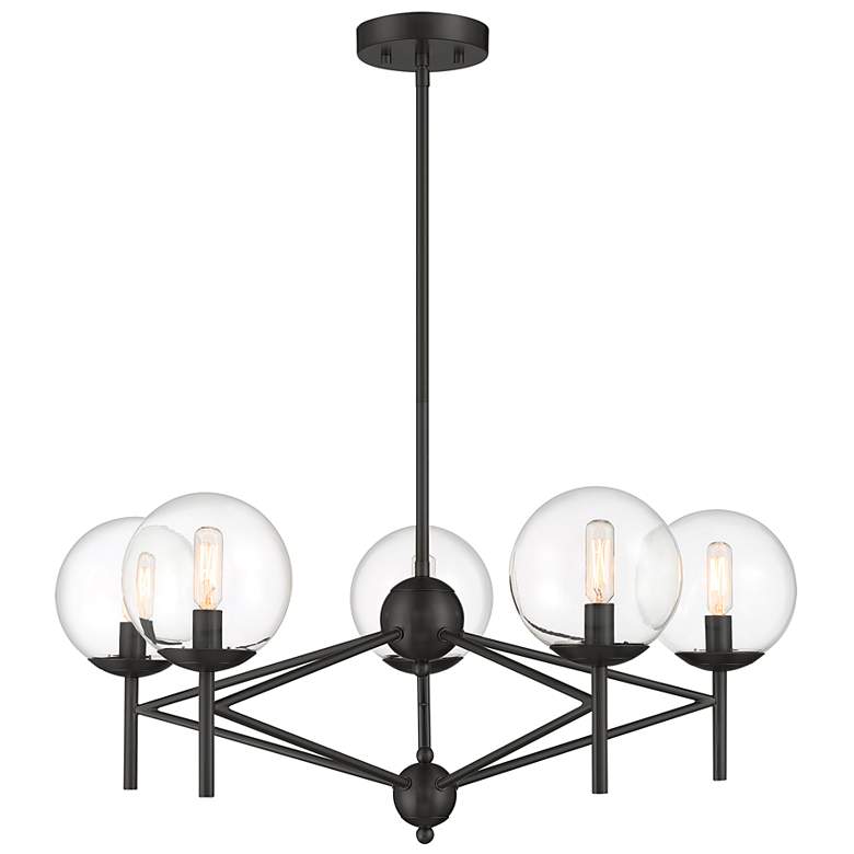 Image 1 Minka Lavery Auresa 29" Wide 5-light Coal Black Glass Globes Pendant