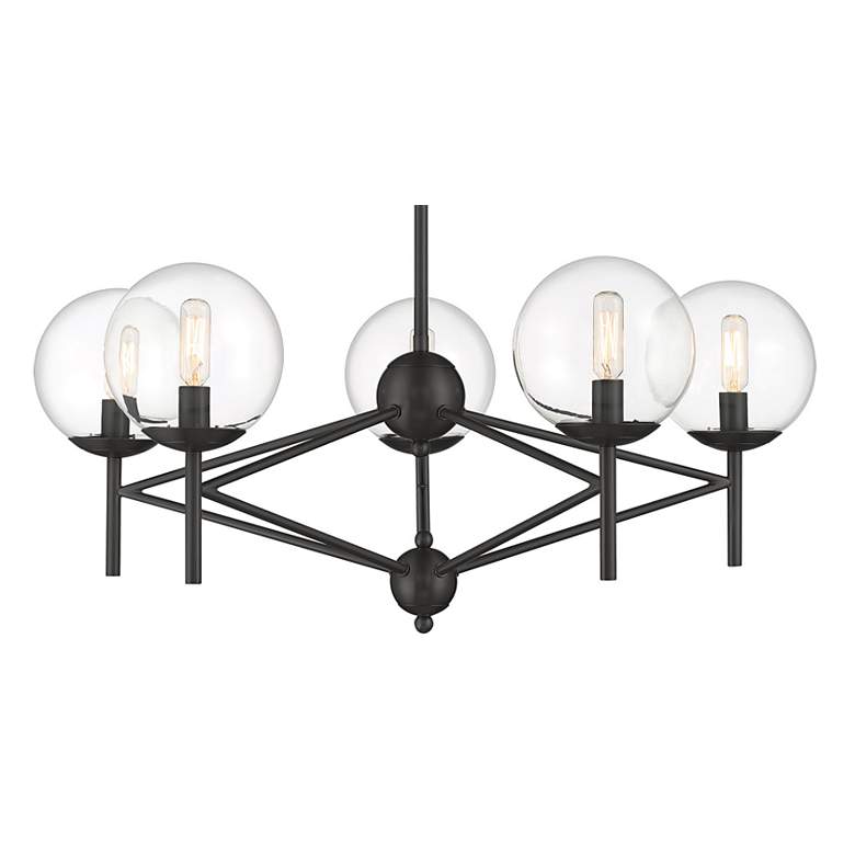 Image 2 Minka Lavery Auresa 29" Wide 5-light Coal Black Glass Globes Pendant more views