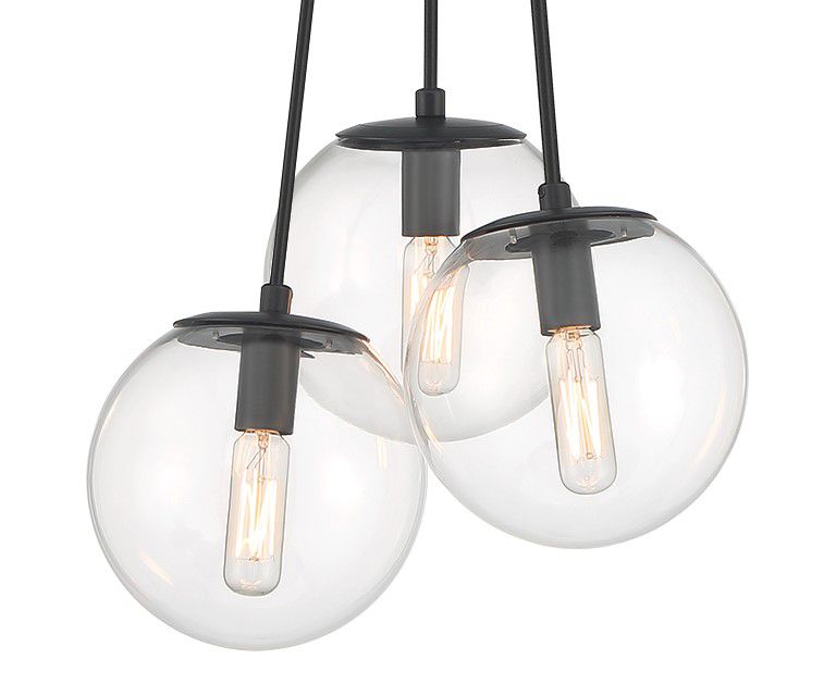 Image 2 Minka Lavery Auresa 3-light Black Cluster Pendant Light with Glass Shades more views