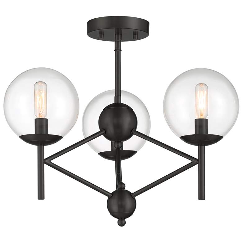 Image 1 Minka Lavery Auresa 3-Light Coal Globe Semi-Flush Mount with Glass Shades