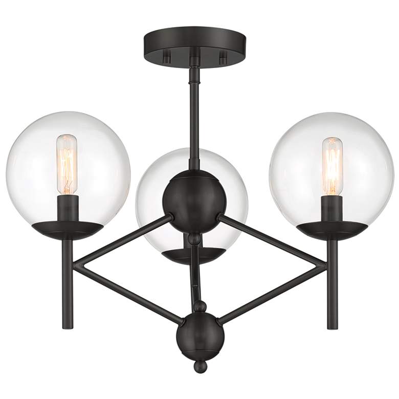 Image 1 Minka Lavery  Auresa 3-Light Coal Globe Semi-Flush Mount with Glass Shades