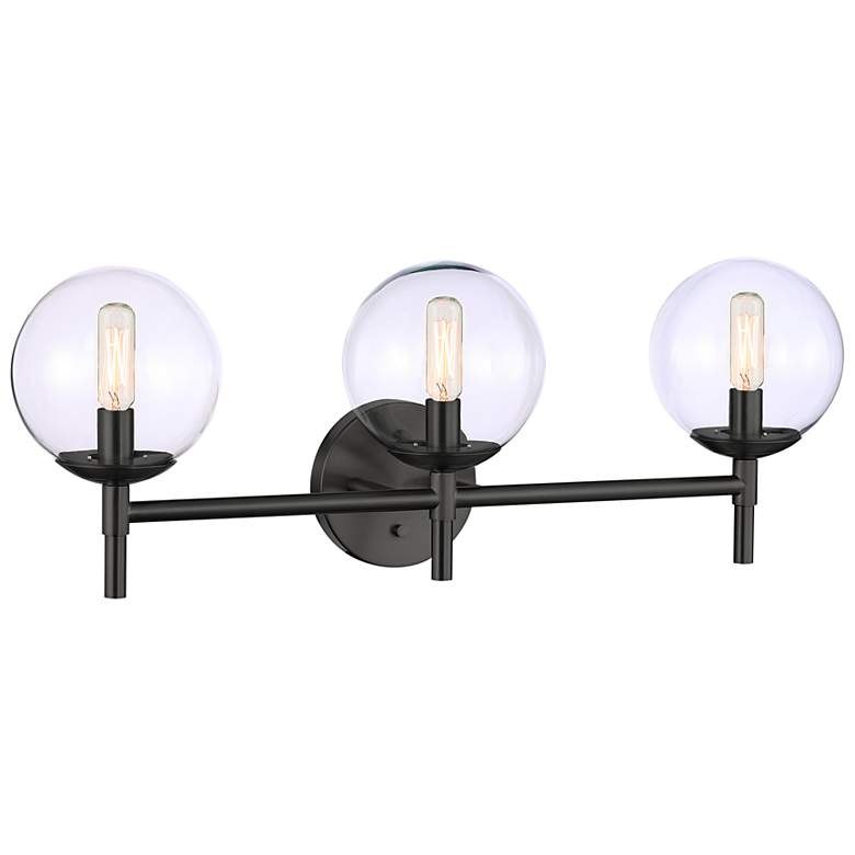 Image 1 Minka Lavery Auresa 3-Light Coal Globe Vanity Light with Clear Glass Shade