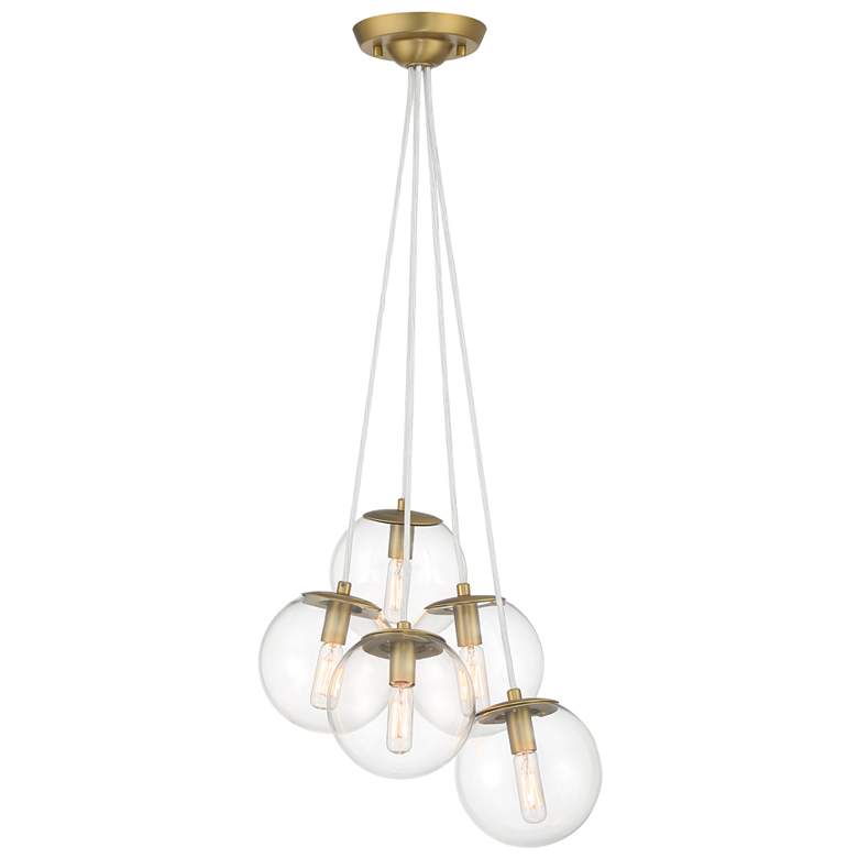 Image 1 Minka Lavery  Auresa 5-Light Soft Brass Cluster Pendant with Glass Shades